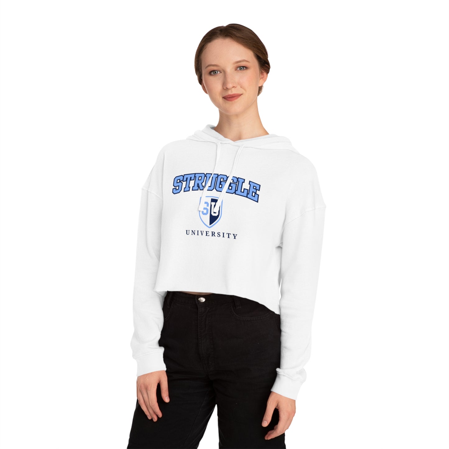 Struggle University Cropped Hoodie, Trendy Crop Sweatshirt, College Apparel, Gift for Graduates, Cozy Lounge Wear