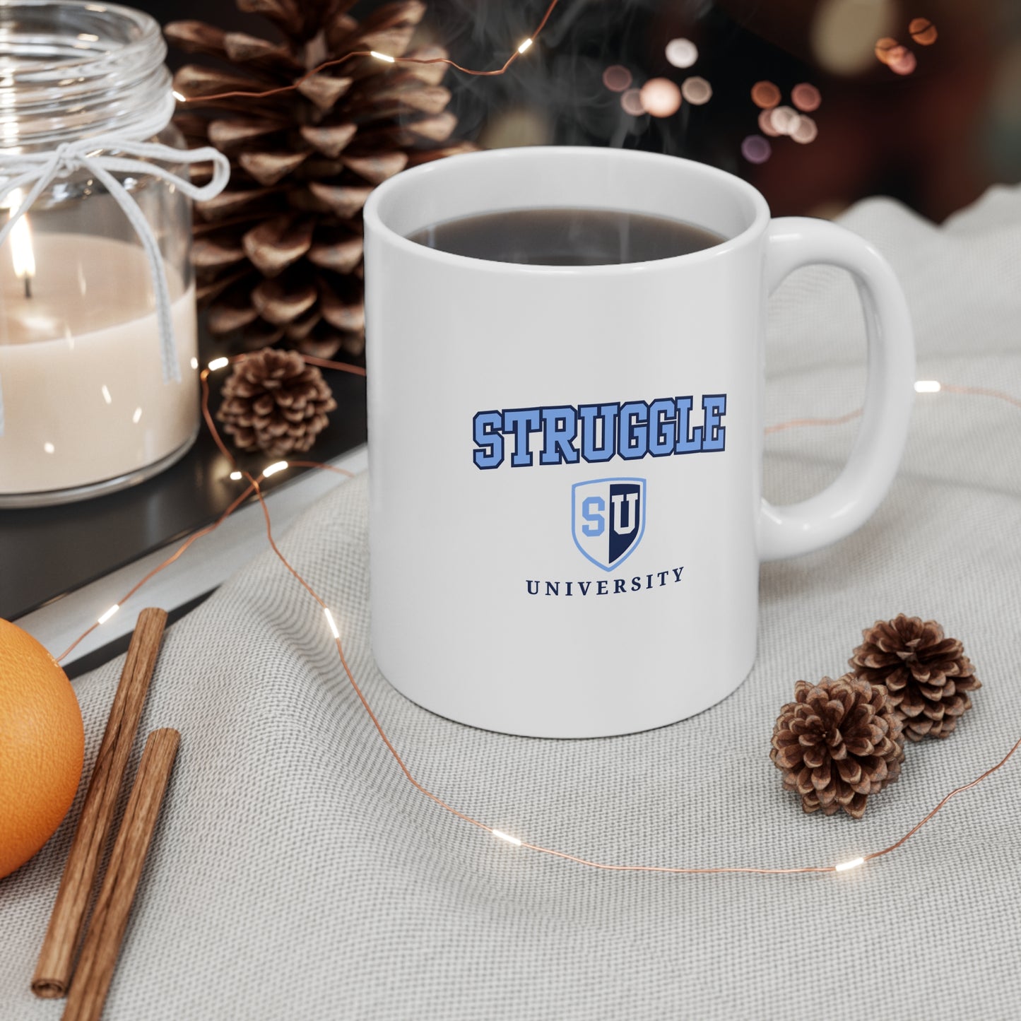 Struggle University Mug: Humorous Coffee Cup for Students, Funny Gift for College, Graduation, Self-Care, Study Motivation