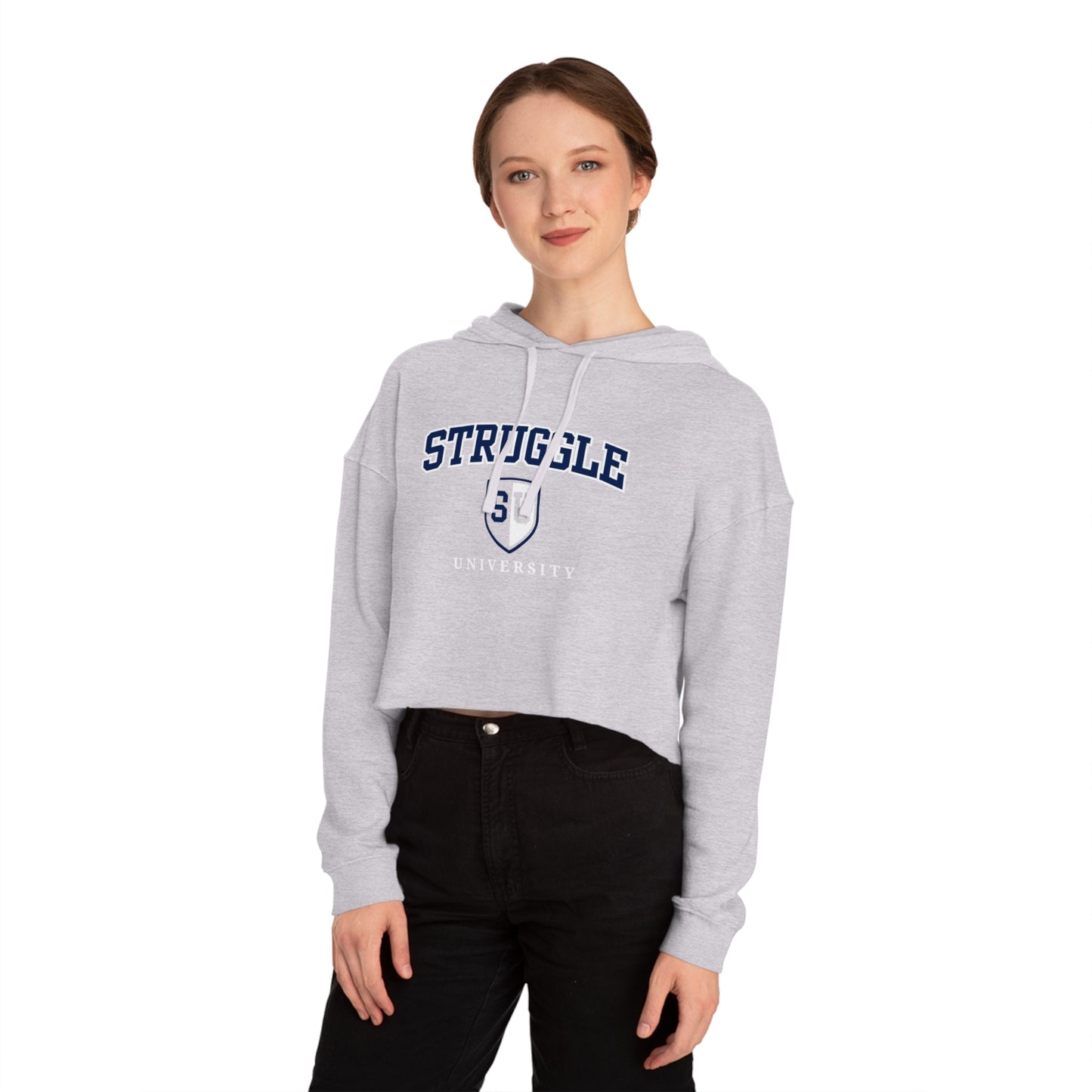 Struggle University Cropped Hoodie, Trendy Crop Sweatshirt, College Apparel, Gift for Graduates, Cozy Lounge Wear